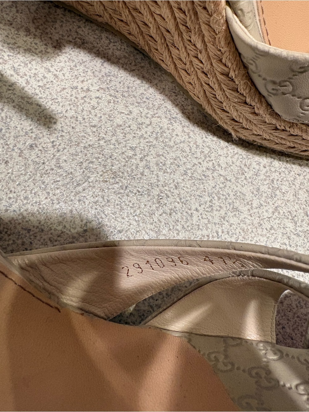 Gucci Beige GG Monogram Espadrille Wedge Sandals Penelope 41.5/11.5 New - Picture 4 of 16